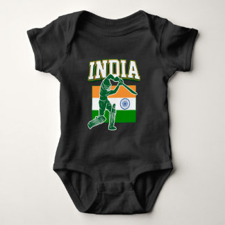 India Cricket With Indian Flag Gift Baby Bodysuit