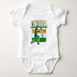 India Cricket With Indian Flag Gift Baby Bodysuit