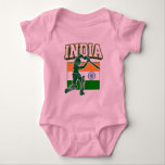 India Cricket With Indian Flag Gift Baby Bodysuit<br><div class="desc">An Indian Cricket Player in front of the Indian flag with the country name India below. Great gift for cricket players and cricket fans of all ages</div>