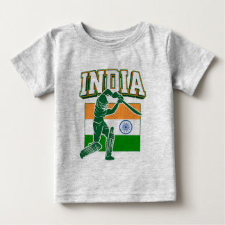 India Cricket With Indian Flag Gift Baby T-Shirt