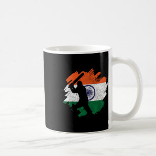 India Cricketer Vintage Indian Flag  Coffee Mug