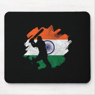 India Cricketer Vintage Indian Flag Mouse Pad