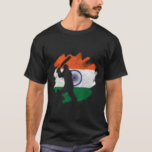 India Cricketer Vintage Indian Flag T-Shirt