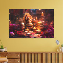 India Elephant Candles Canvas Print Picture 1