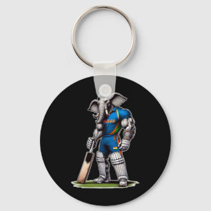 India Elephant Cricket Player Cricketer  Key Ring