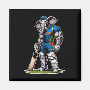 India Elephant Cricket Player Cricketer Magnet