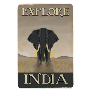India elephant vintage travel poster magnet