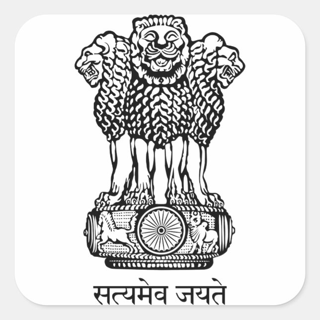 india emblem square sticker (Front)