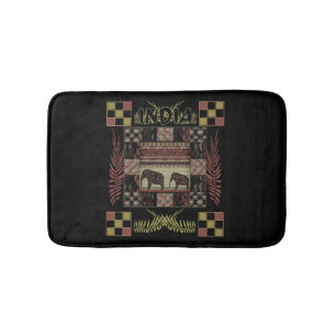 India ethnic patchwork elephants bath mat