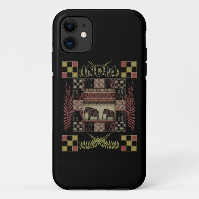 India ethnic patchwork elephants  Case-Mate iPhone case (Back)