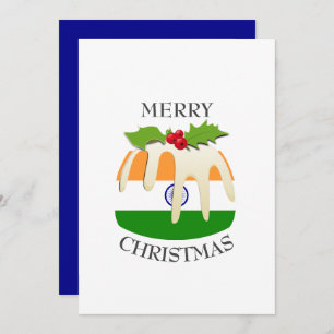 INDIA FLAG   Christmas Pudding   Festive Holiday Card