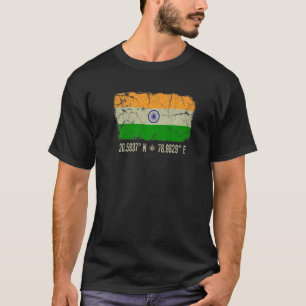 India Flag Coordinates Men Women Indian Heritage T-Shirt