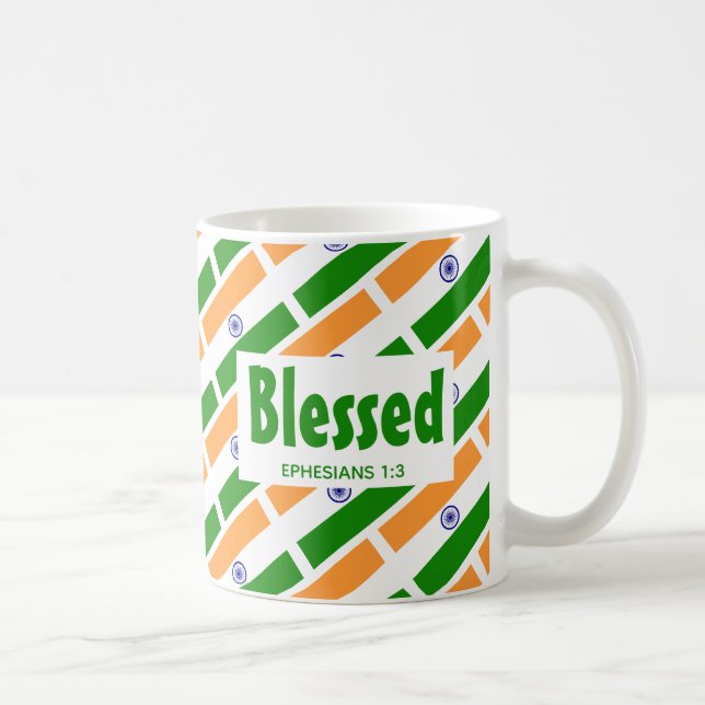 INDIA FLAG Custom Scripture BLESSED Indian Coffee Mug (Right)
