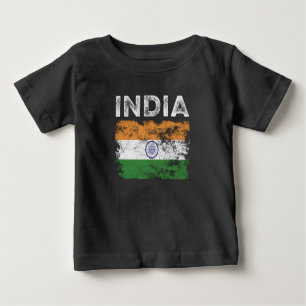 India Flag Distressed - Indian Flag Baby T-Shirt