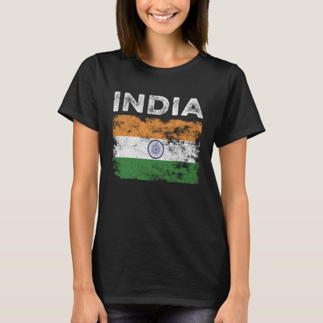 India Flag Distressed  Men Women Kids  Indian Flag T-Shirt (Front)