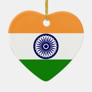 India Flag Heart Ceramic Ornament
