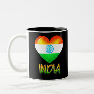 India Flag Heart Cutout Two-Tone Coffee Mug