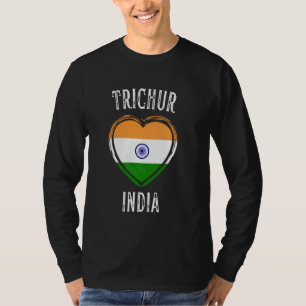 India Flag Heart Trichur City T-Shirt