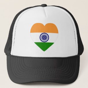 India Flag Heart Trucker Hat