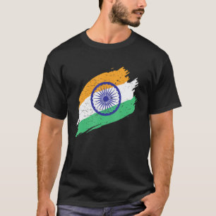 India Flag In Tricolor With Ashoka Chakra Desi Ind T-Shirt
