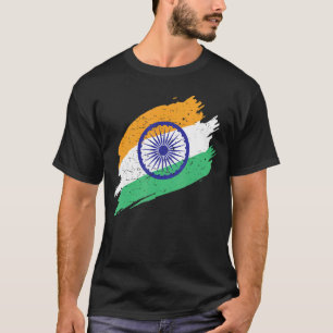 India Flag In Tricolor With Ashoka Chakra Desi Ind T-Shirt