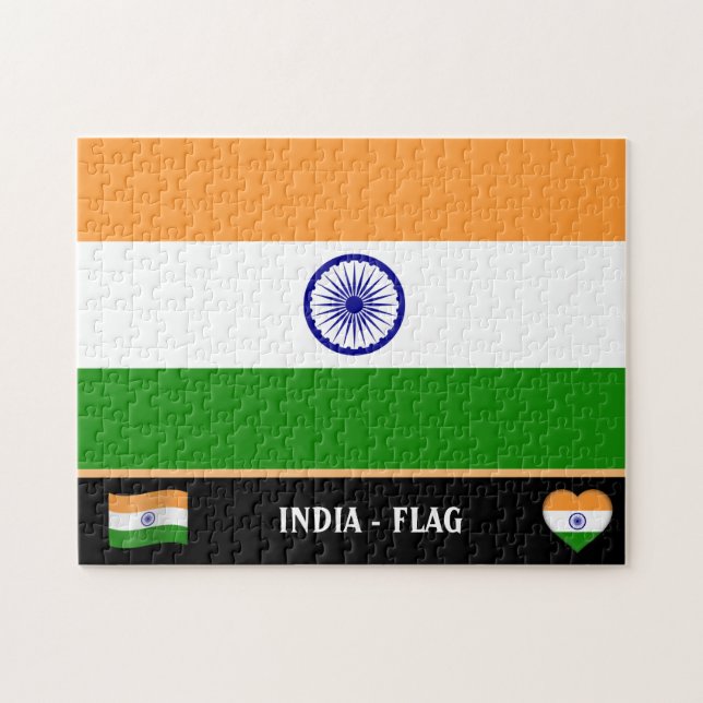 India Flag & Indian country / India Jigsaw Puzzle (Horizontal)