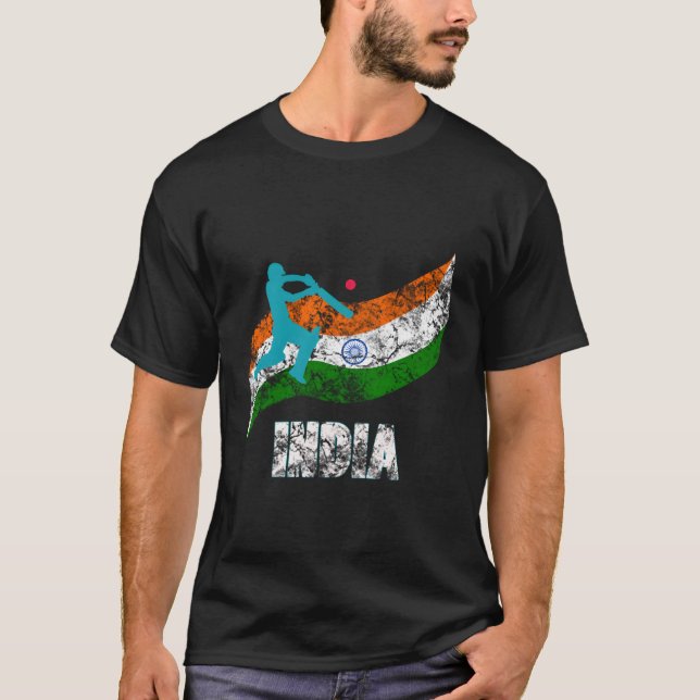 India Flag Indian Cricket T-Shirt (Front)
