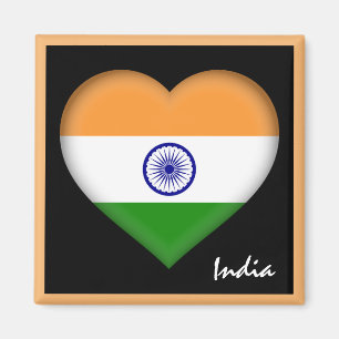 India flag & Indian Heart, travel India /sports Magnet