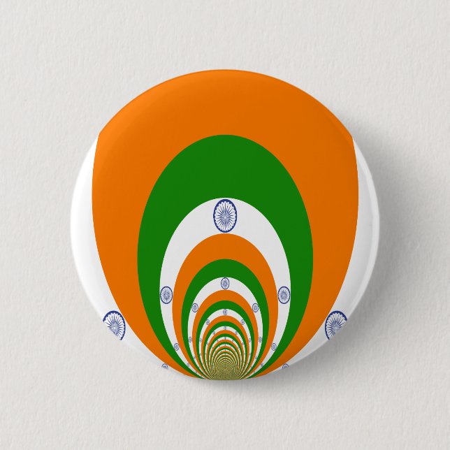 India Flag Kaleidoscope: Endless Unity & Patriotis 6 Cm Round Badge (Front)