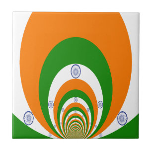 India Flag Kaleidoscope: Endless Unity & Patriotis Ceramic Tile