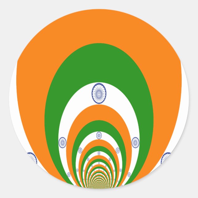 India Flag Kaleidoscope: Endless Unity & Patriotis Classic Round Sticker (Front)