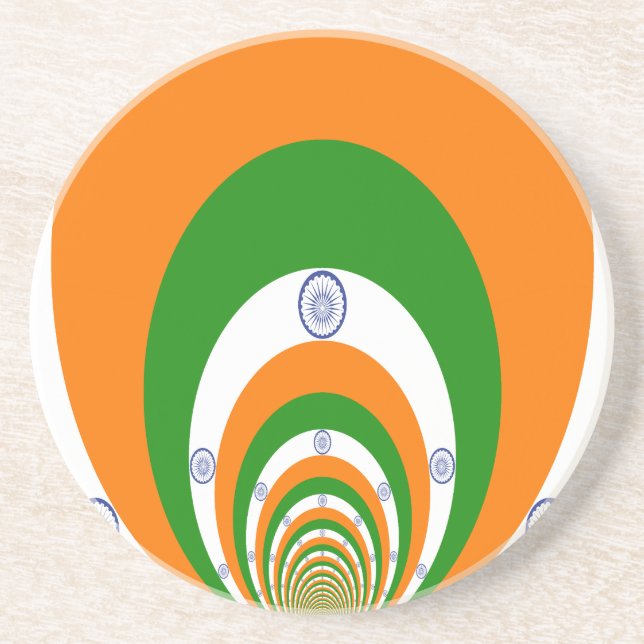 India Flag Kaleidoscope: Endless Unity & Patriotis Coaster (Front)