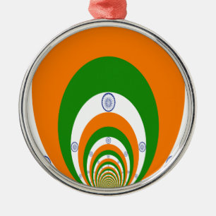 India Flag Kaleidoscope: Endless Unity & Patriotis Metal Ornament