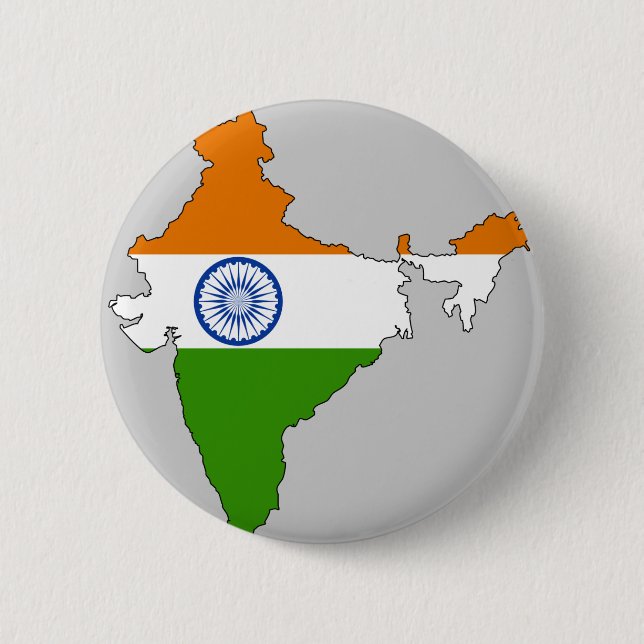 India flag map 6 cm round badge (Front)