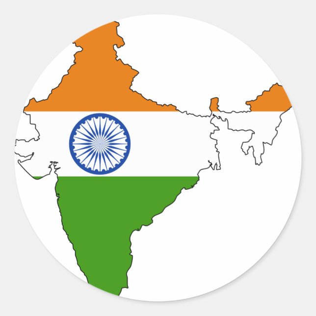India flag map classic round sticker (Front)