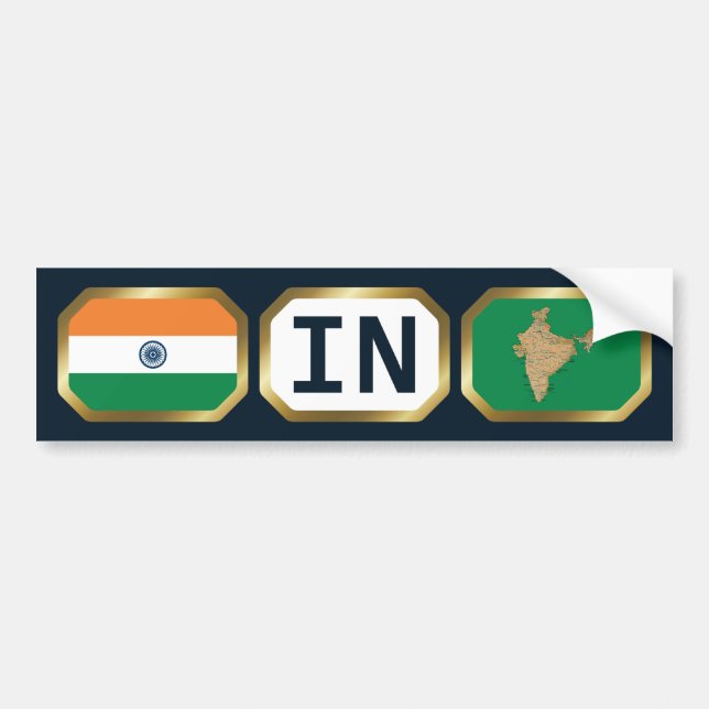 India Flag Map Code Bumper Sticker (Front)