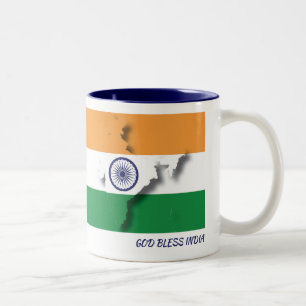 INDIA FLAG MAP Customised Scripture WHITE Two-Tone Coffee Mug