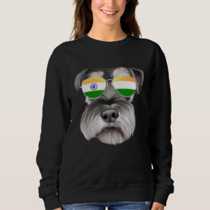 India Flag Miniature Schnauzer Dog India Pocket Sweatshirt