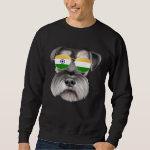 India Flag Miniature Schnauzer Dog India Pocket Sweatshirt