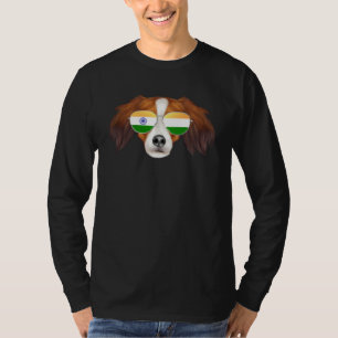 India Flag Nederlandse Kooikerhondje Dog India Poc T-Shirt