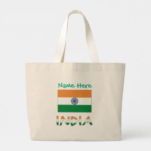 India Flag Personalised Gift Large Tote Bag