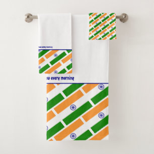 INDIA FLAG Personalised Scripture WHITE Bath Towel Set