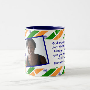 INDIA FLAG Photo Template Add Your Text Two-Tone Coffee Mug