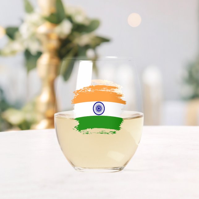 India flag stemless wine glass (Insitu (Wedding))