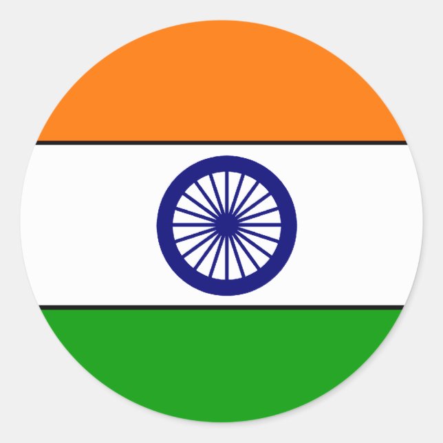 India Flag T-shirts and Gifts Classic Round Sticker (Front)