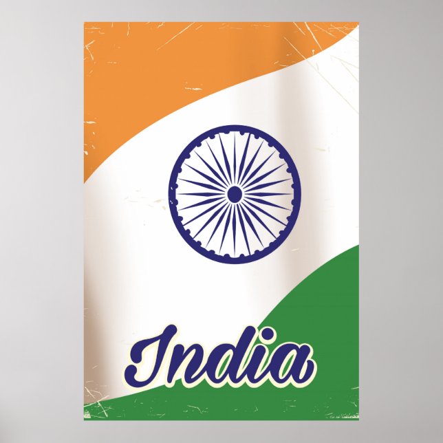 India Flag vintage travel poster. Poster (Front)