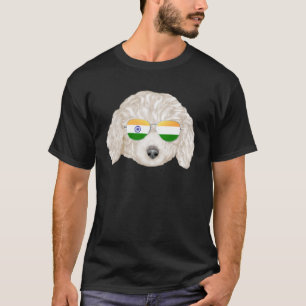 India Flag White Poodle Dog India Pocket T-Shirt
