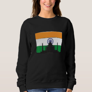 India Flag With Taj Mahal Skyline From Asia Sweatshirt