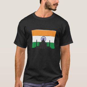 India Flag With Taj Mahal Skyline From Asia T-Shirt
