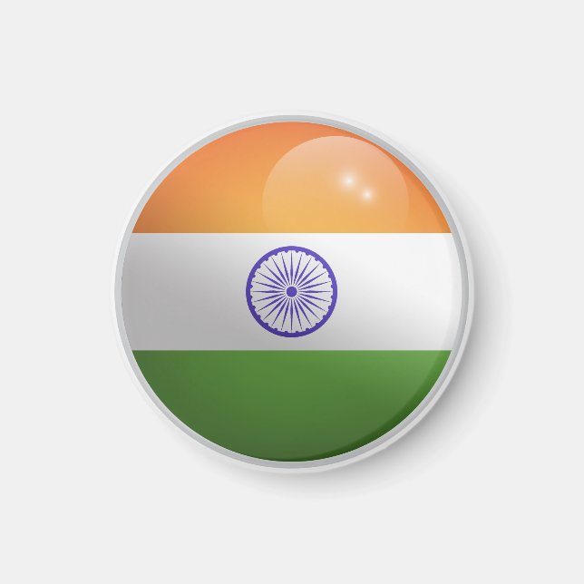 India Glossy Circle Flag Magnet (Front)